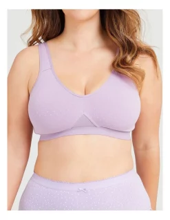 Cheapest 👏 Taking Shape Wirefree Cotton Mesh Detail Bra In Lilac 🧨