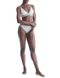 Outlet 😍 Calvin Klein Embossed Icon Cotton Triangle Bralette In Grey ⌛