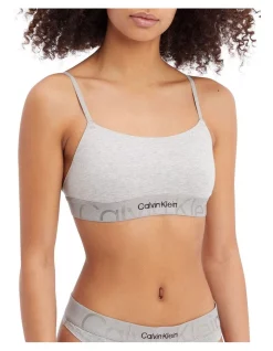 Best deal ❤️ Calvin Klein Embossed Icon Cotton Unlined Bralette In Grey 🌟