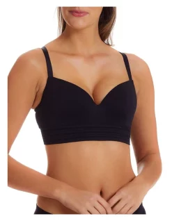 Coupon 🛒 Fine Lines Seamless Long Line Wire Free Bra In Black 💯