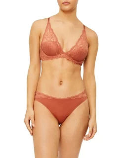 Hot Sale ๐งจ Calvin Klein Seductive Comfort Lotus Floral Plunge Bra In Brown โค๏ธ