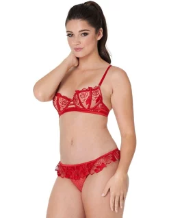 Outlet 😉 Pleasure State Eden Rose Demi Bra In Red 🤩