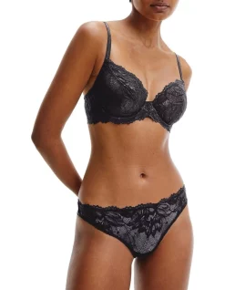 Hot Sale ๐ฏ Calvin Klein Seductive Comfort Lotus Floral Full Coverage Bra Black ๐