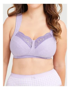 New 👏 Taking Shape Wirefree Cotton Comfort Bra In Violet Marle 💯