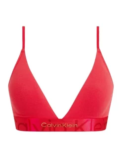 Hot Sale ⌛ Calvin Klein Embossed Icon Cotton Holiday Lightly Lined Triangle Bralette In Red 👏 -Outlet balconette-bras-lingerie Store unnamed file 983